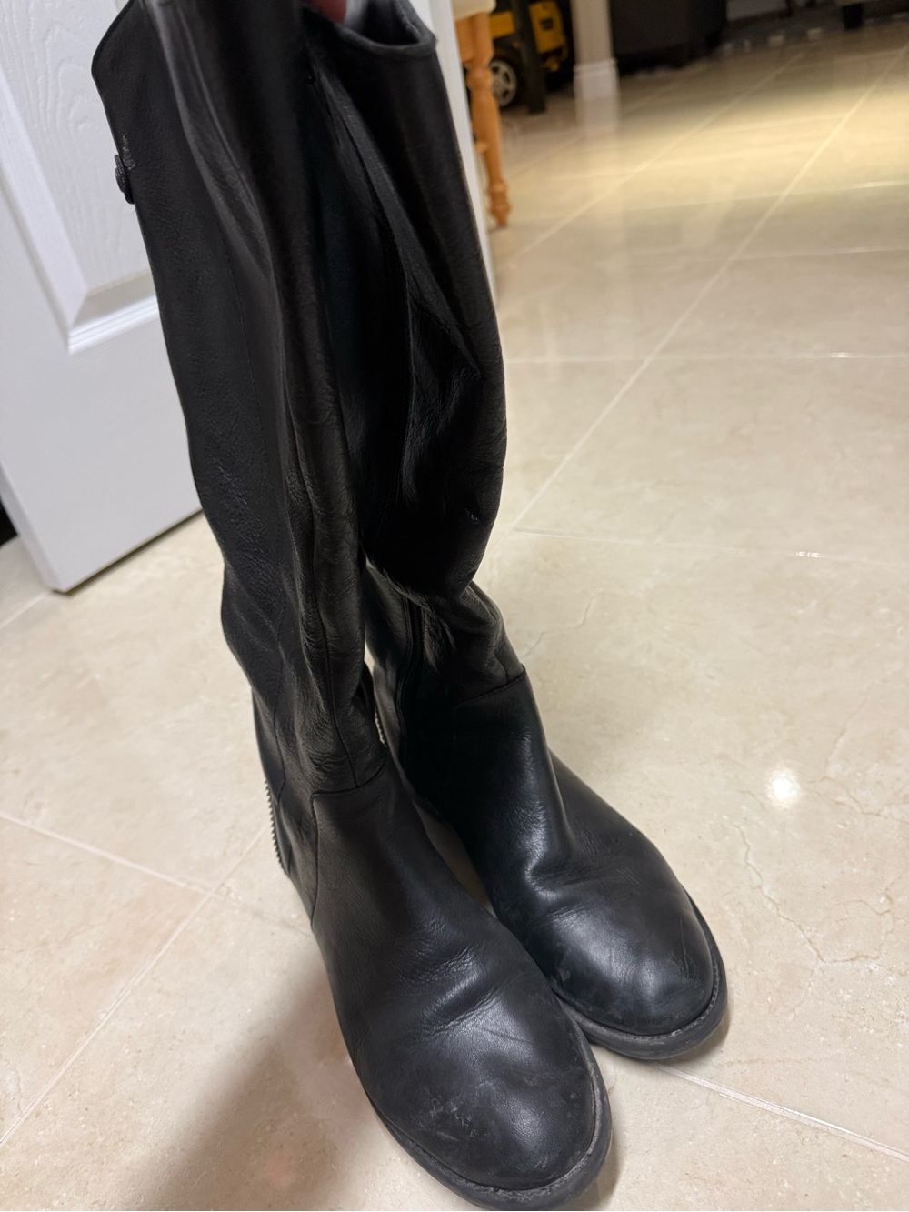 Black Leather Felicity Tall Riding Boots – Size 10M / 40